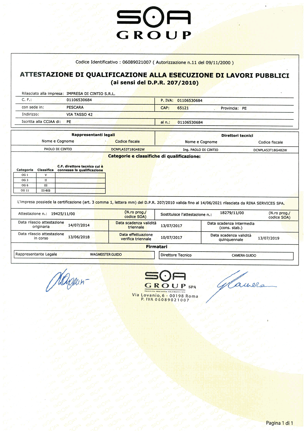 Certificazione S.O.A.